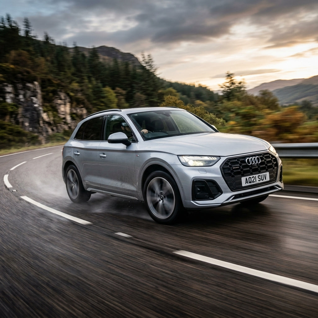 Action Shot: Audi Q5 Driving Fast