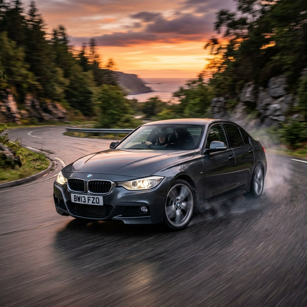 Action Shot: BMW 320i Driving Fast