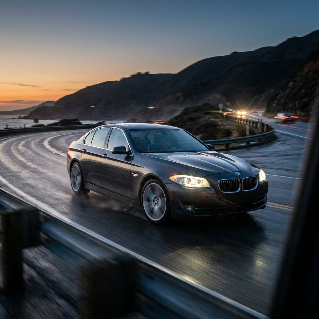 Action Shot: BMW 5 Series Driving Fast