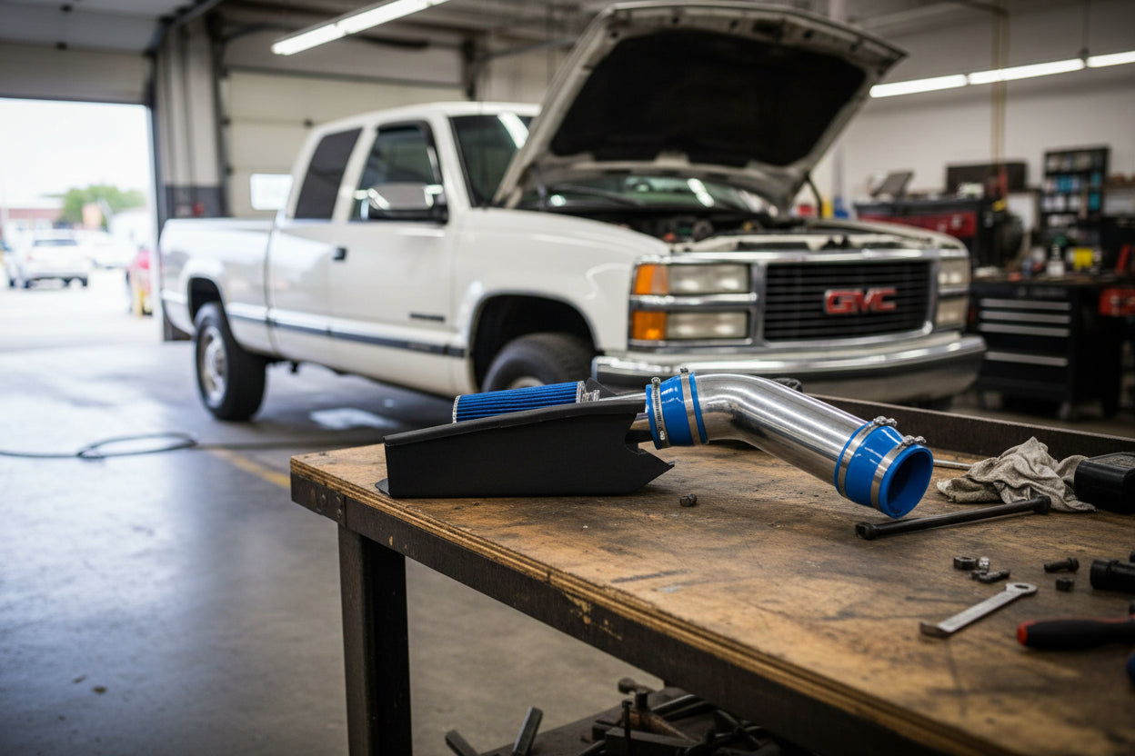 Performance Air Intake W/ Heat Shield For GMC C3500 (1996-2000) with 5.7L V8 Engine Blue Default Title