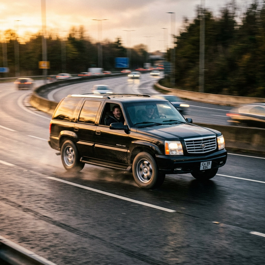 Action Shot: Cadillac Escalade Driving Fast