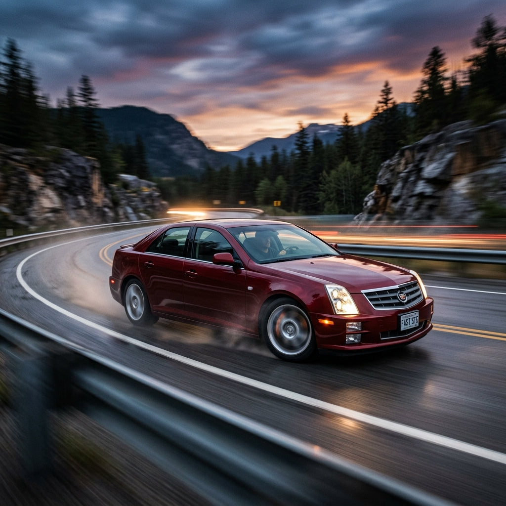 Action Shot: Cadillac STS Driving Fast