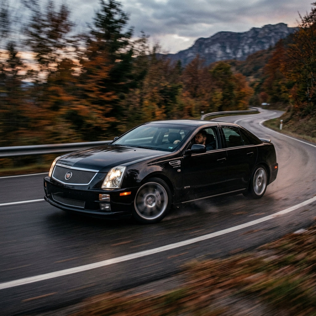 Action Shot: Cadillac STS Driving Fast