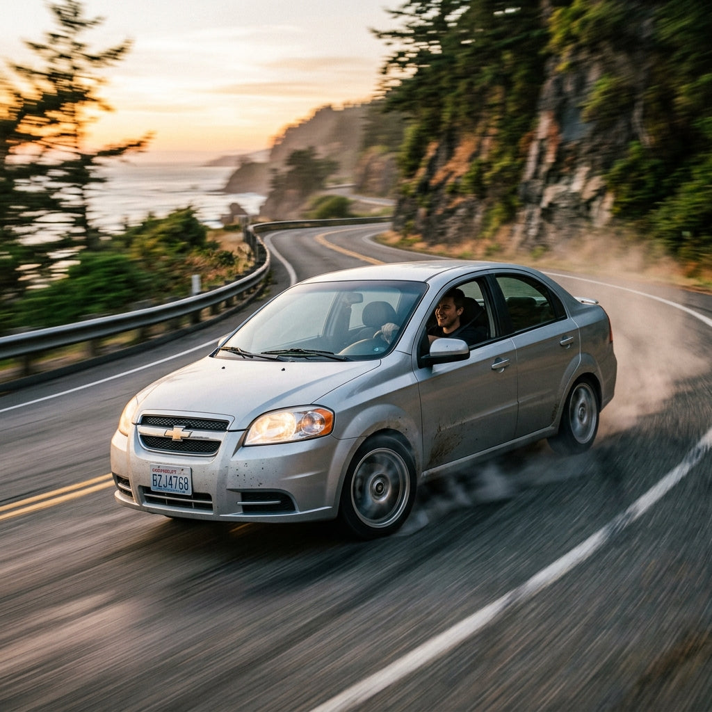Action Shot: Chevrolet Aveo Driving Fast