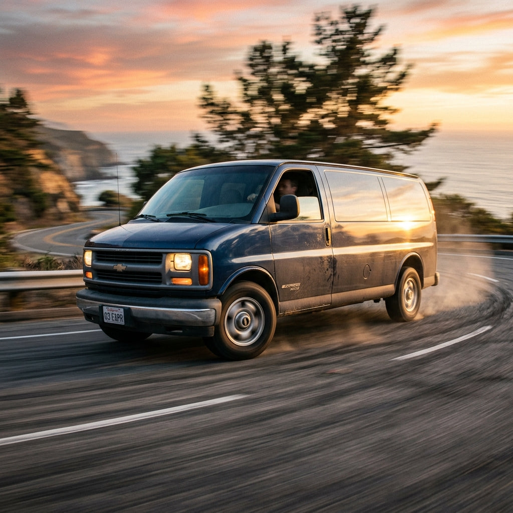 Action Shot: Chevrolet Express Driving Fast