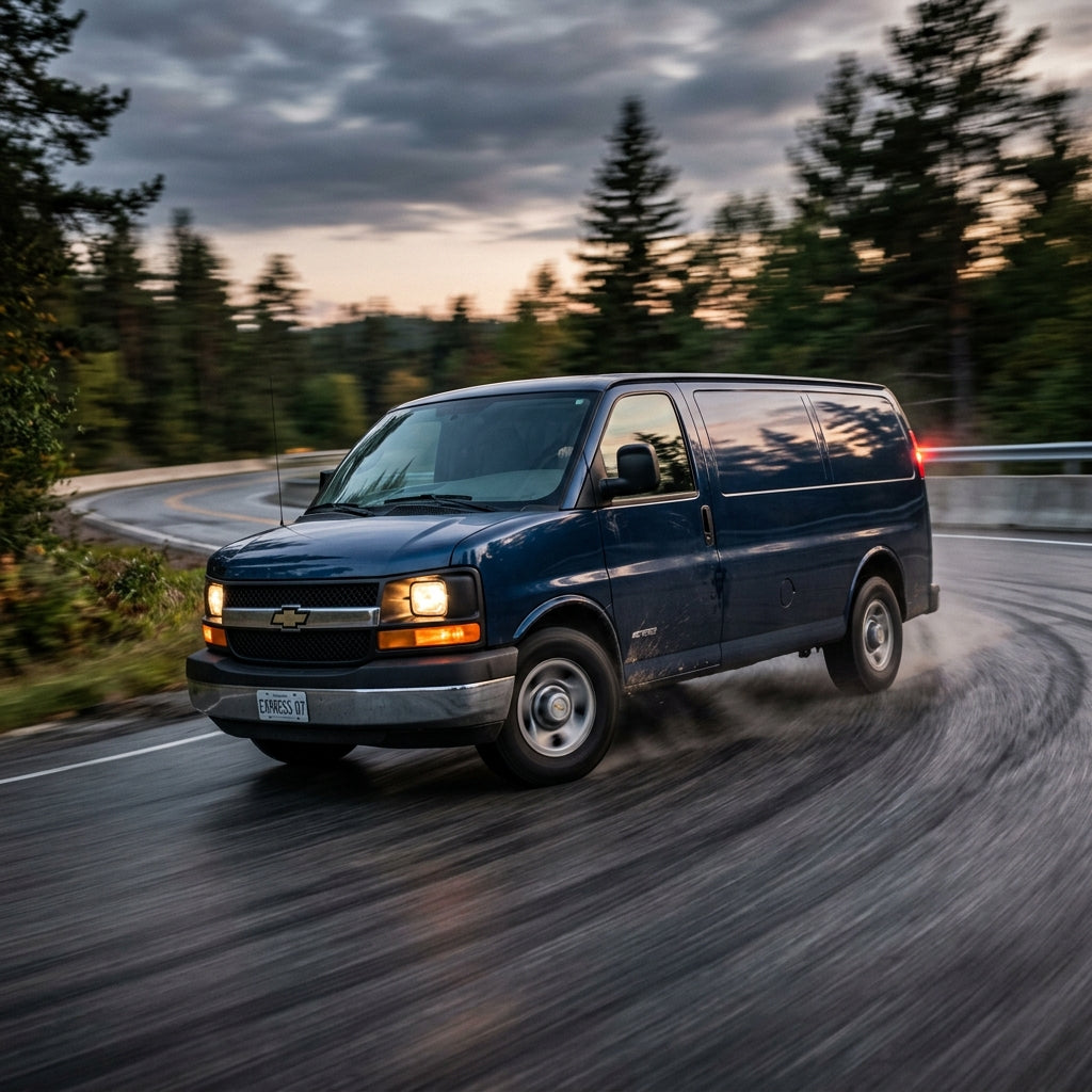 Action Shot: Chevrolet Express 1500 Driving Fast