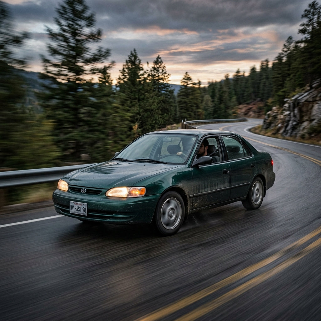 Action Shot: Chevrolet Prizm Driving Fast