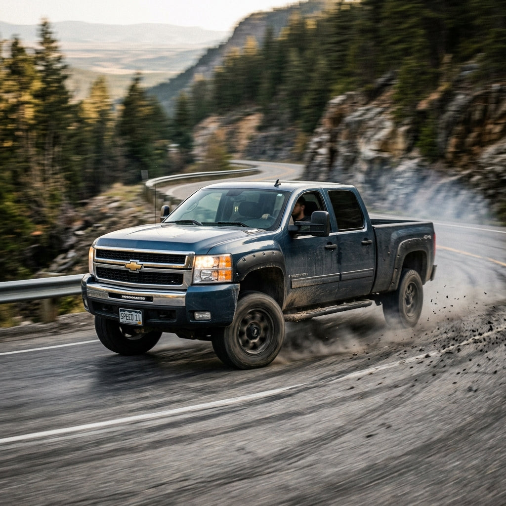 Action Shot: Chevrolet Silverado Driving Fast