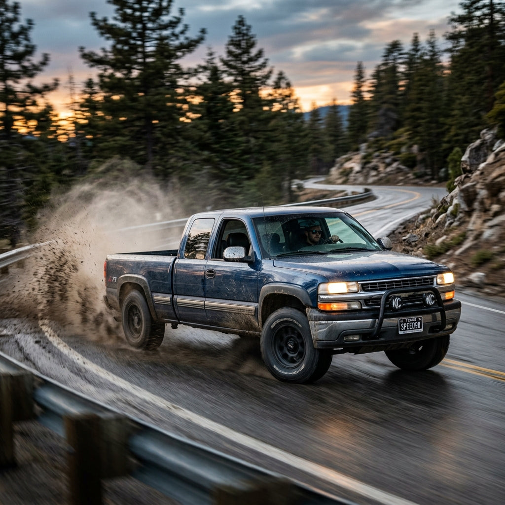 Action Shot: Chevrolet Silverado Driving Fast