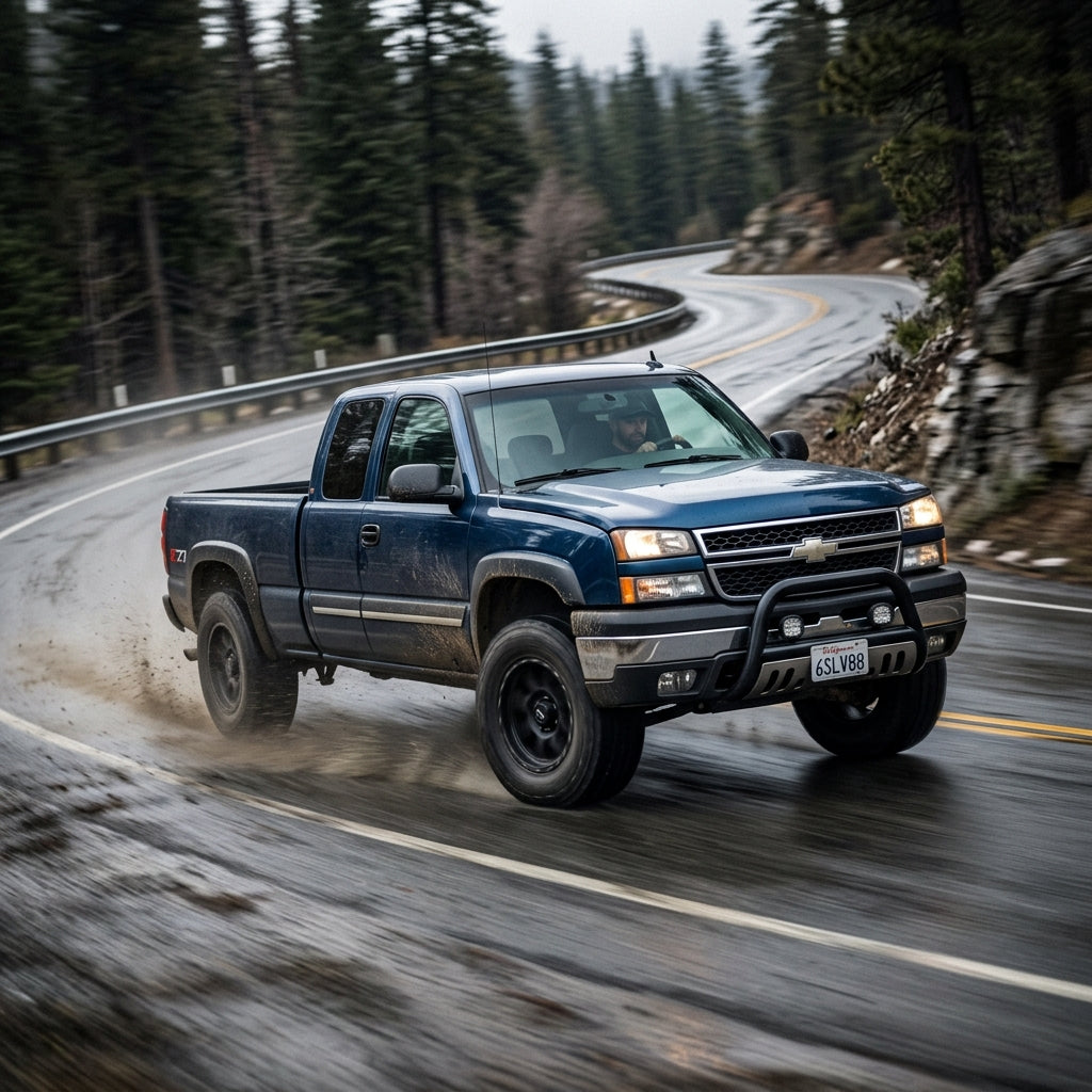 Action Shot: Chevrolet Silverado,Tahoe Driving Fast