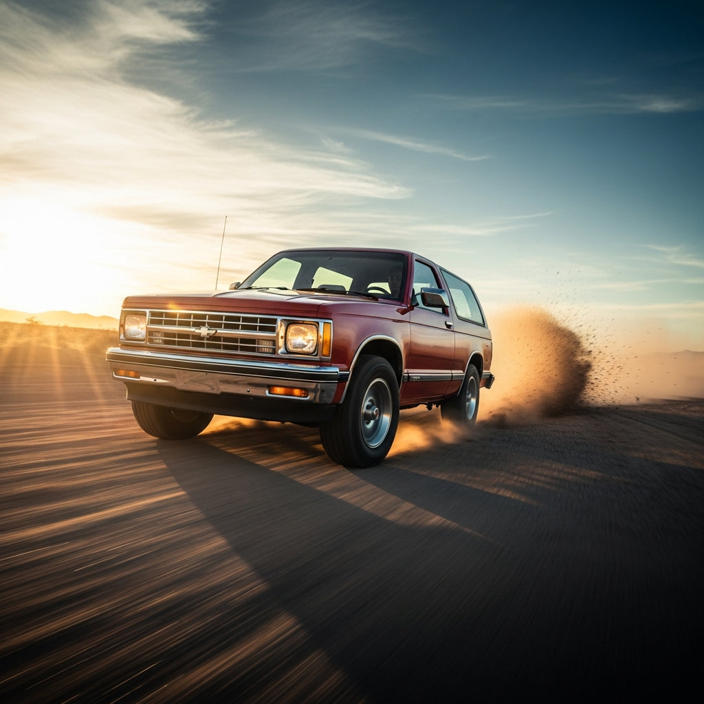 Action Shot: Chevrolet, GMC S-10, Sonoma, Jimmy, Blazer Driving Fast
