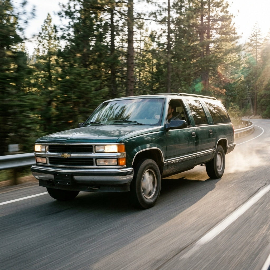 Action Shot: Chevrolet,GMC Suburban Driving Fast