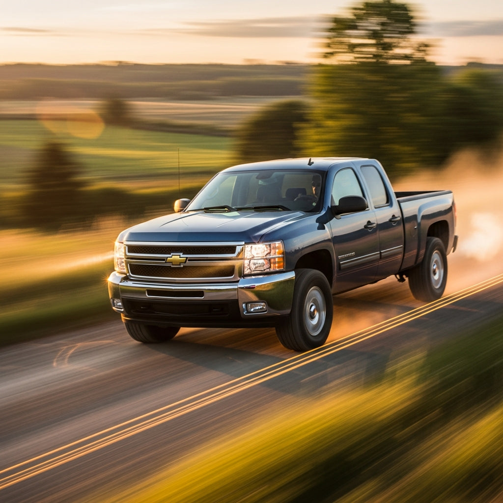 Action Shot: Chevrolet, GMC, Cadillac Silverado, Avalanche, Suburban, Tahoe, Cheyenne, Escalade, Sierra, Yukon Driving Fast