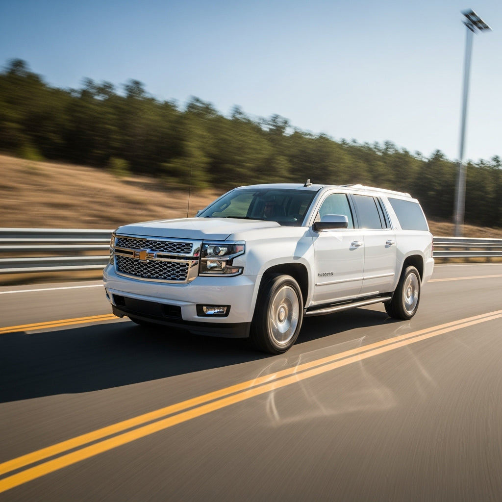 Action Shot: Chevrolet, GMC, Cadillac Silverado, Tahoe, Suburban, Sierra, Yukon, Escalade Driving Fast