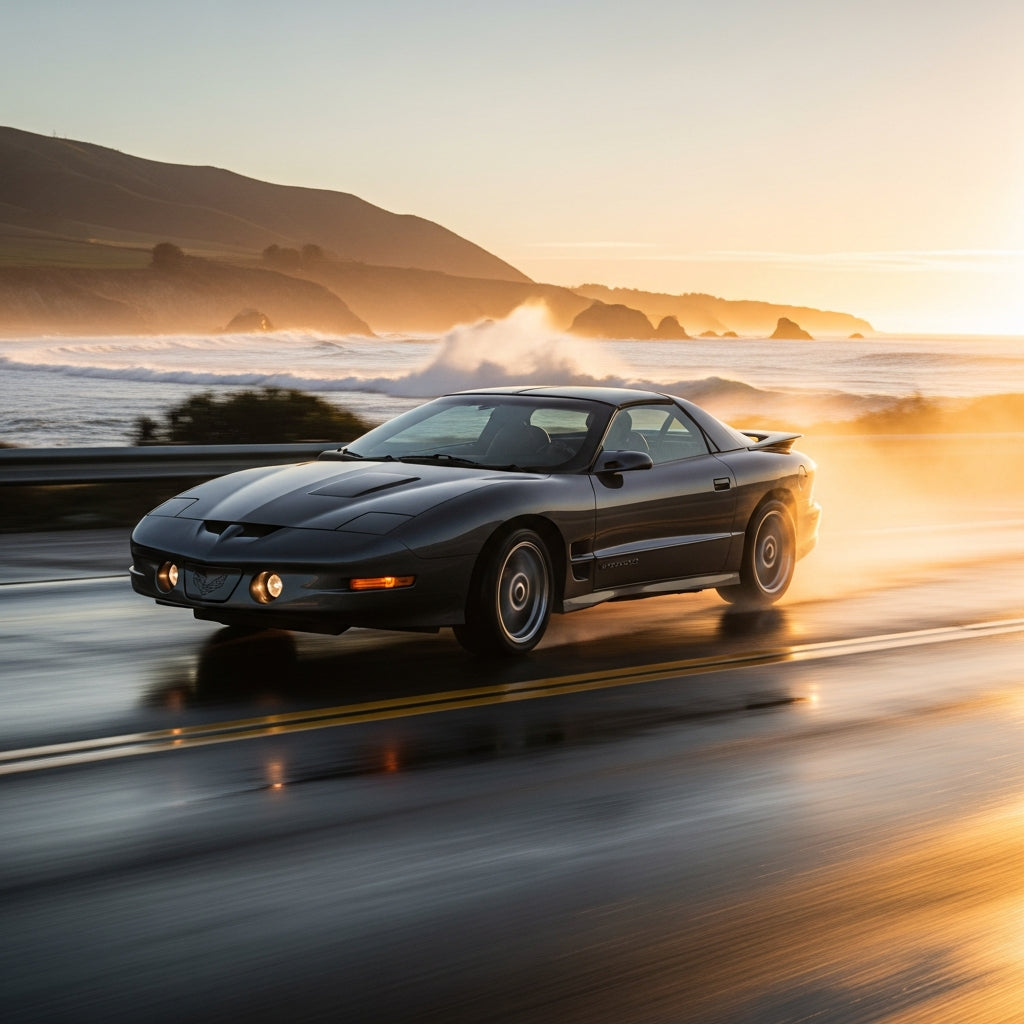 Action Shot: Chevrolet, Pontiac Camaro, Firebird Driving Fast
