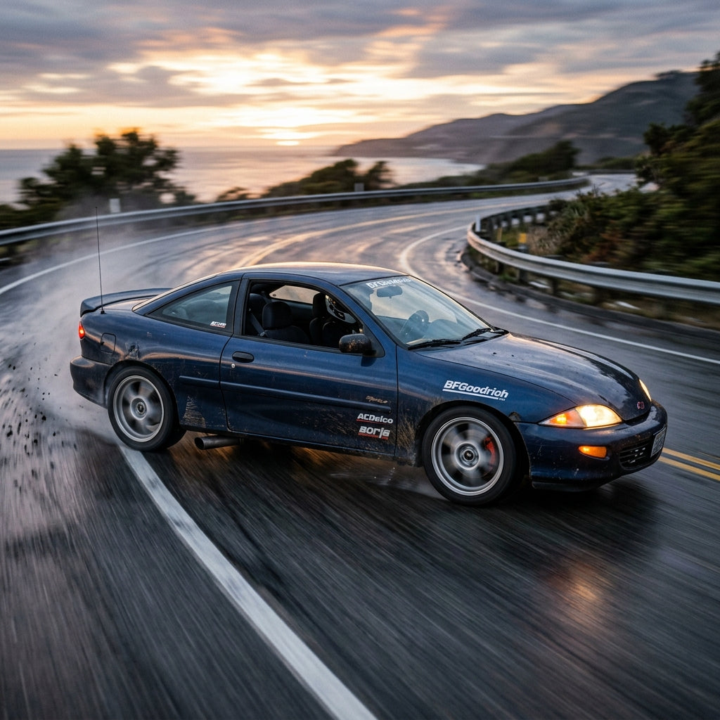 Action Shot: Chevrolet,Pontiac Cavalier,Sunfire Driving Fast