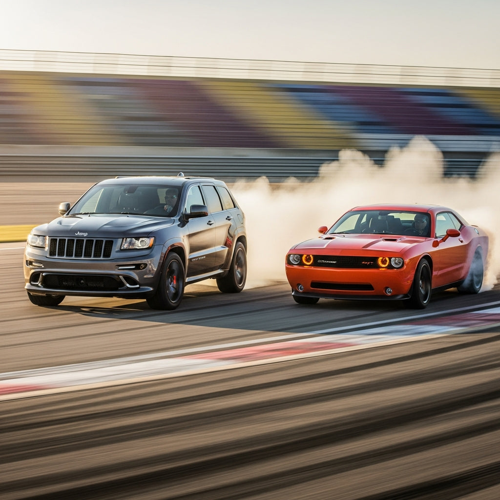 Action Shot: Chrysler, Jeep 300, Grand Cherokee Driving Fast