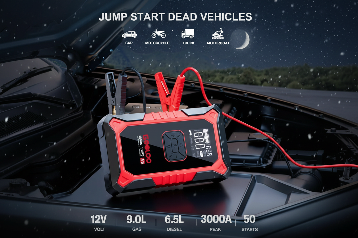 Portable Jump Starter & Air Compressor 3000A 12V Car Truck Gas Diesel Battery Charger & Booster
