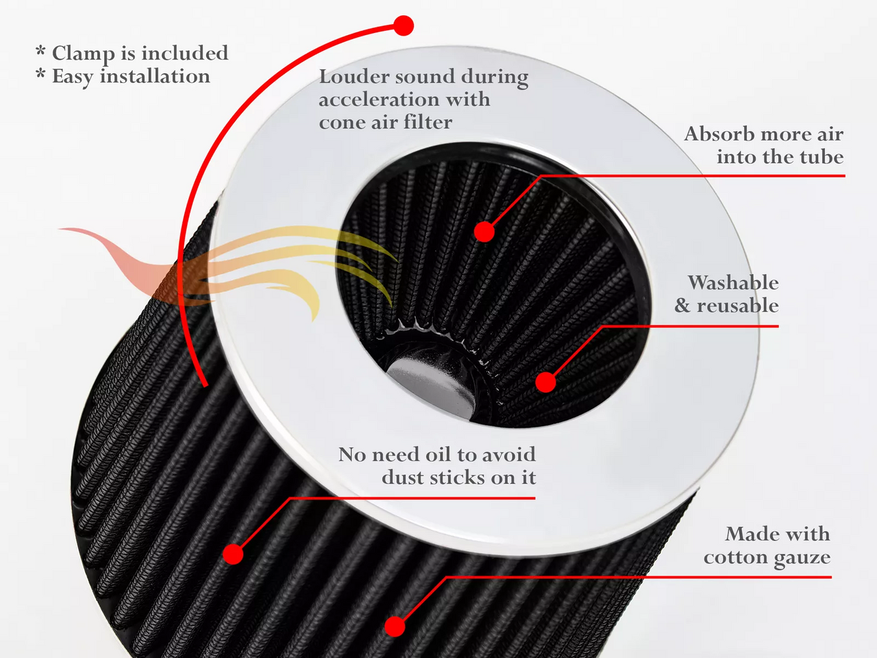 Cold Air Intake for Mazda Protege MP5 (1999-2003) 1.8L 2.0L 4 Cylinder Engines