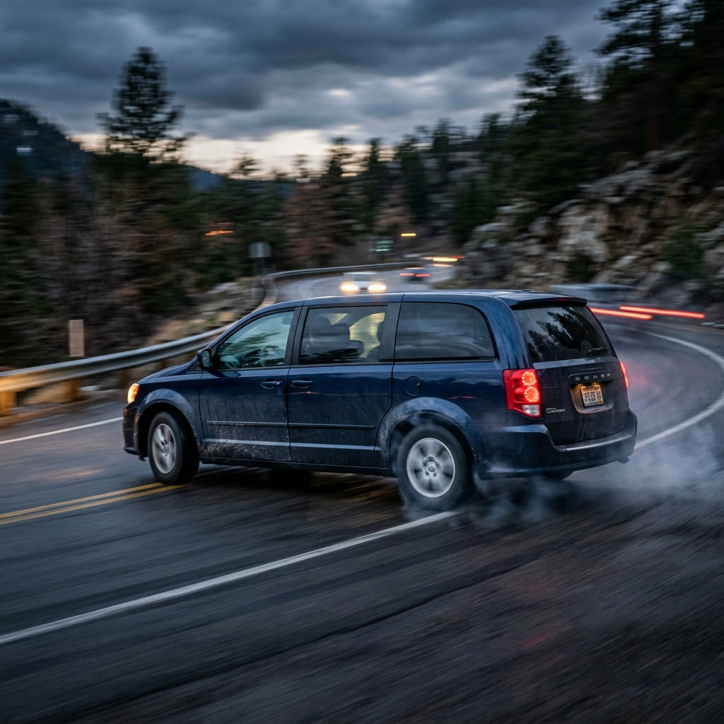 Action Shot: Dodge Caravan Driving Fast