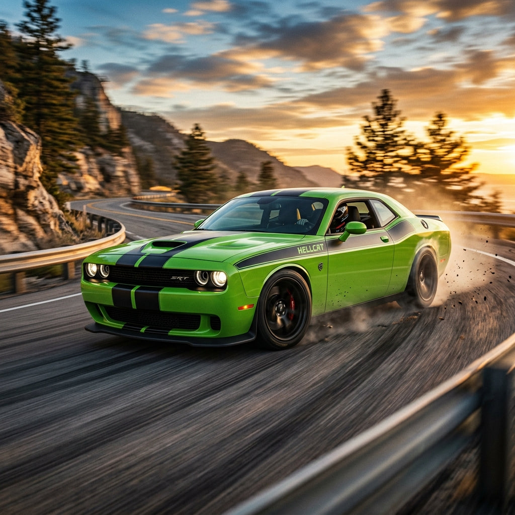 Action Shot: Dodge Challenger Driving Fast