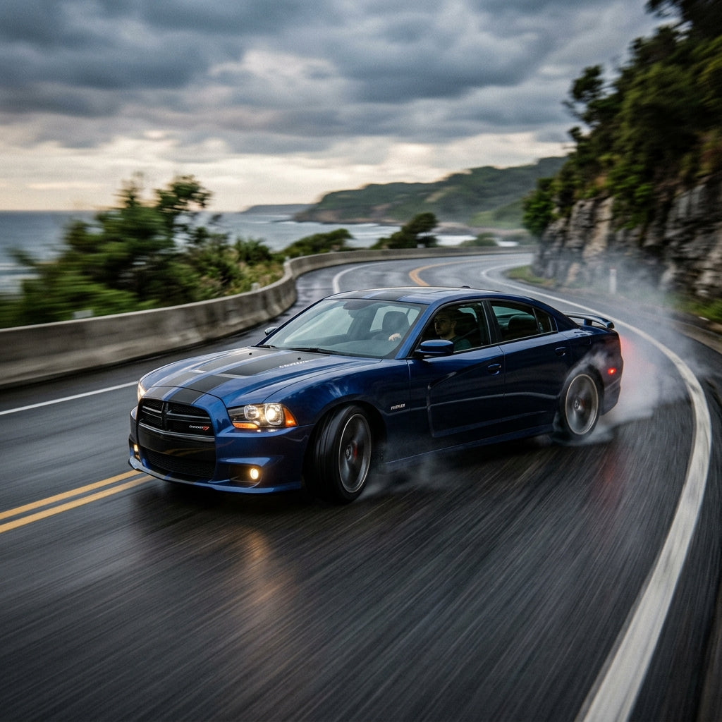 Action Shot: Dodge Charger Driving Fast