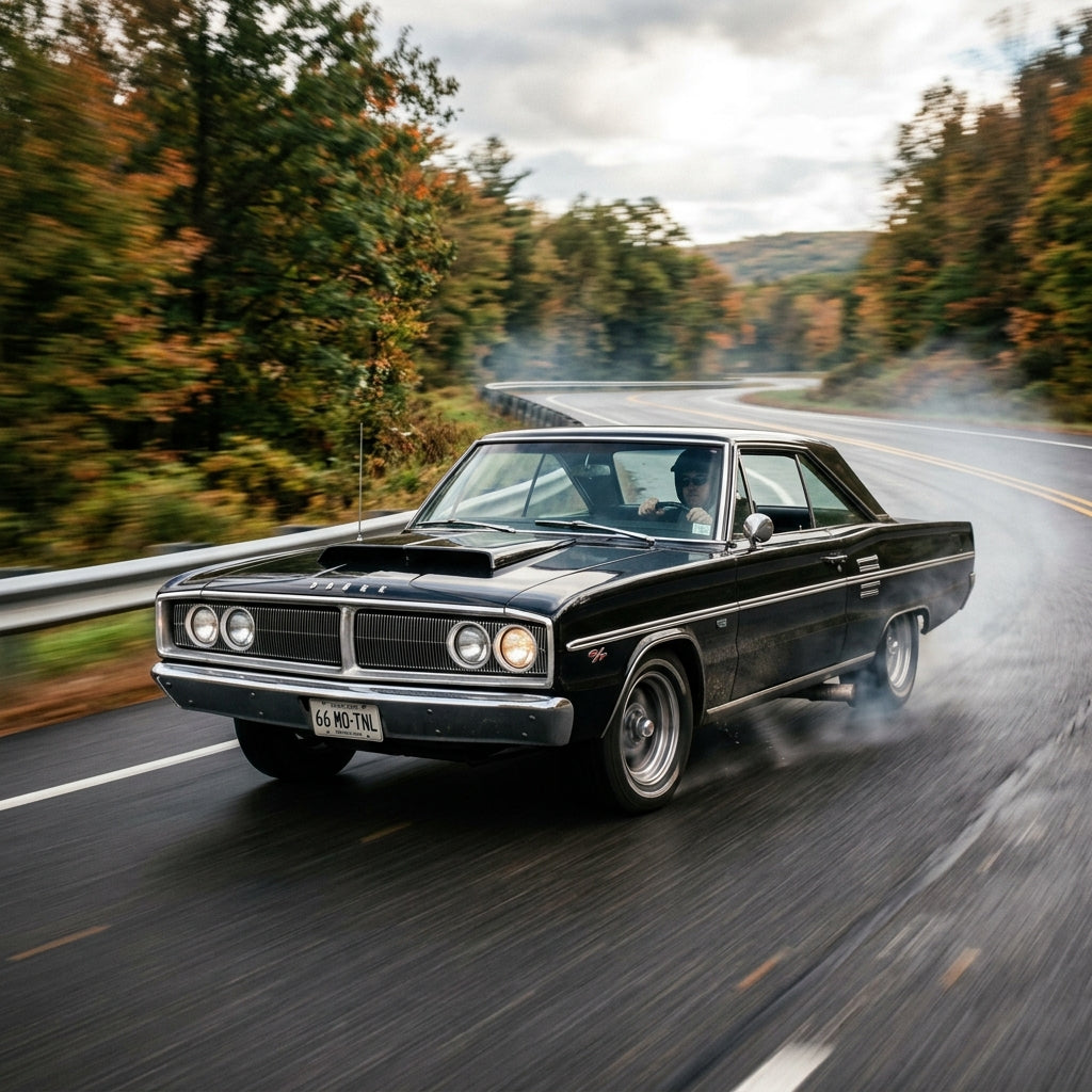 Action Shot: Dodge Coronet Driving Fast