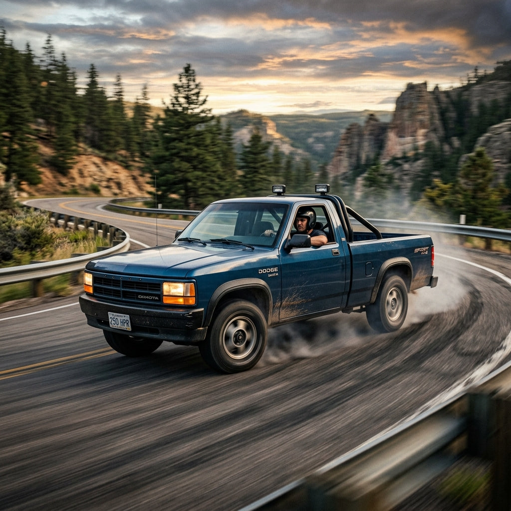 Action Shot: Dodge Dakota Driving Fast