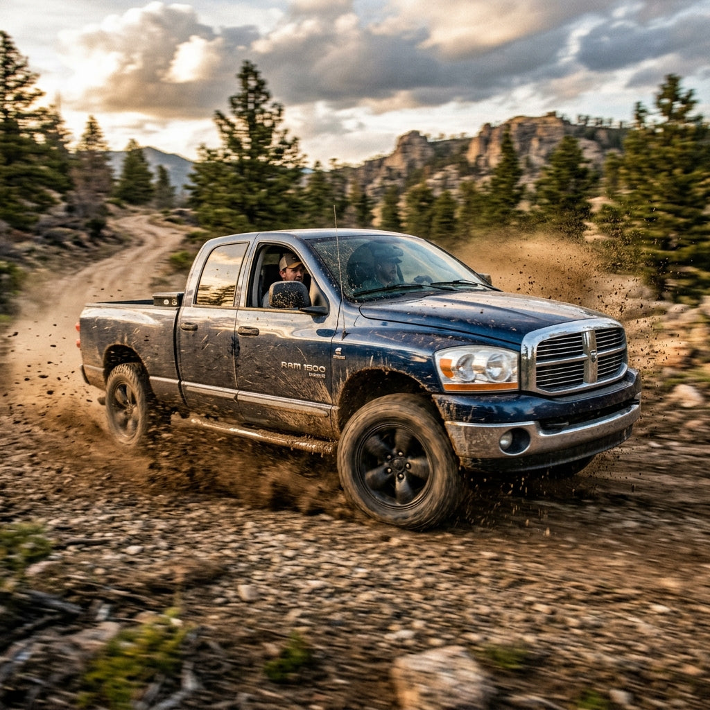 Action Shot: Dodge Ram 1500 Driving Fast