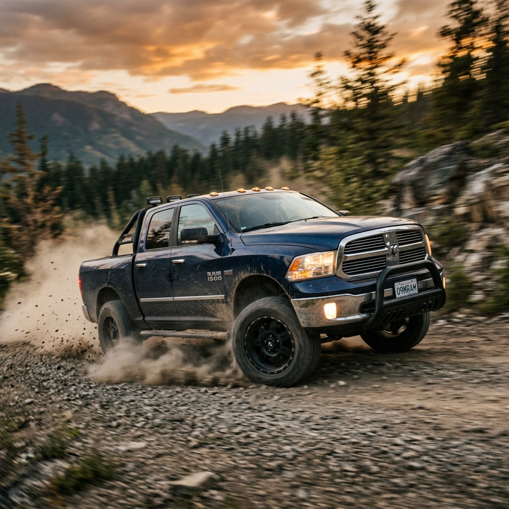 Action Shot: Dodge Ram 1500 Driving Fast