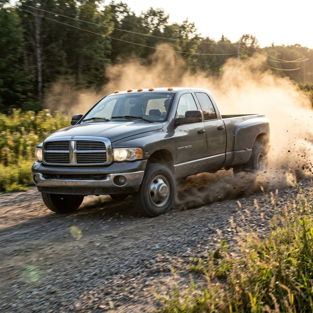Action Shot: Dodge Ram 3500 Driving Fast