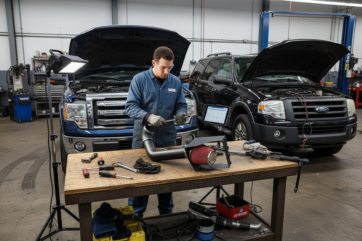 Cold Air Intake W/Heat Shield for Ford F-150/Expedition (2007-2014) with 5.4L Engine Black Default Title