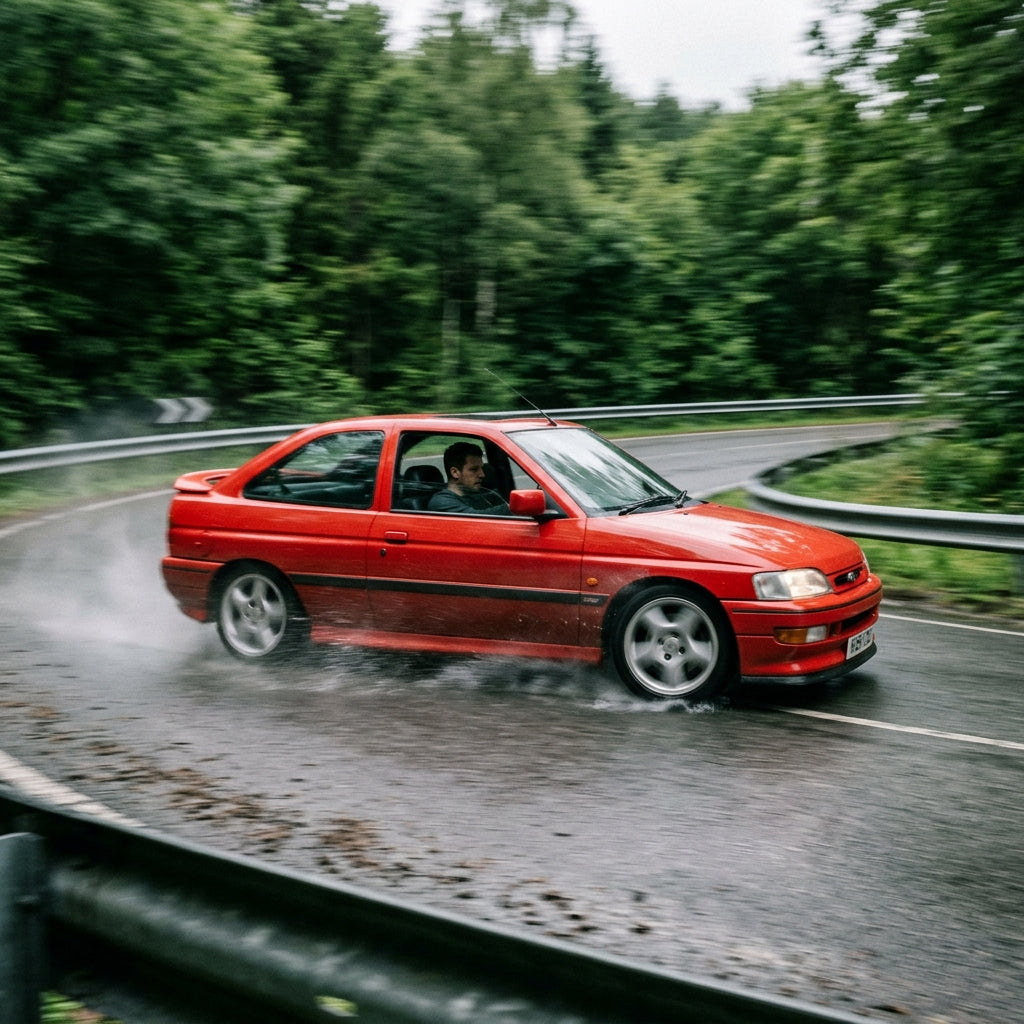 Action Shot: Ford Escort Driving Fast