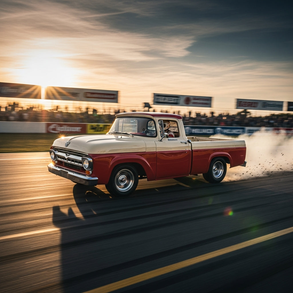 Action Shot: Ford F-100, F-150, F-250, Thunderbird Driving Fast