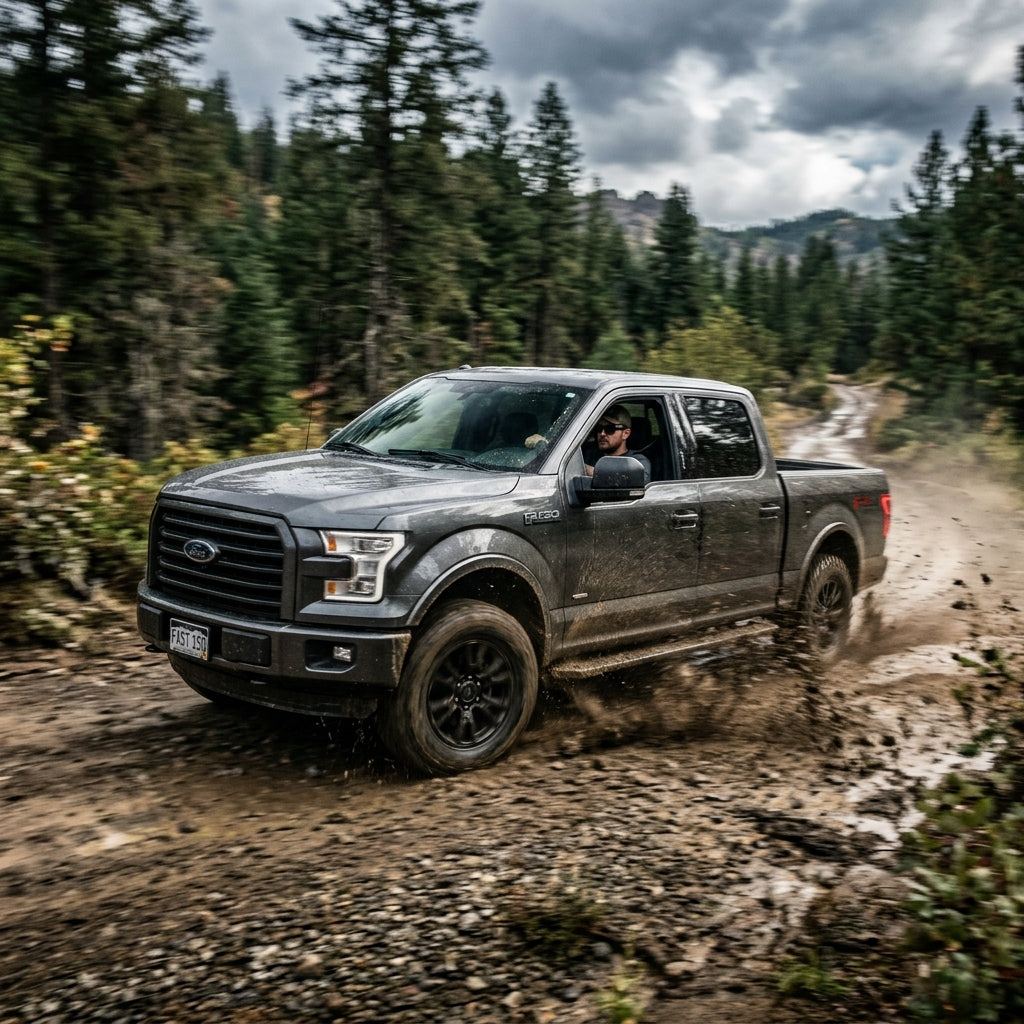 Action Shot: Ford F-150 Driving Fast