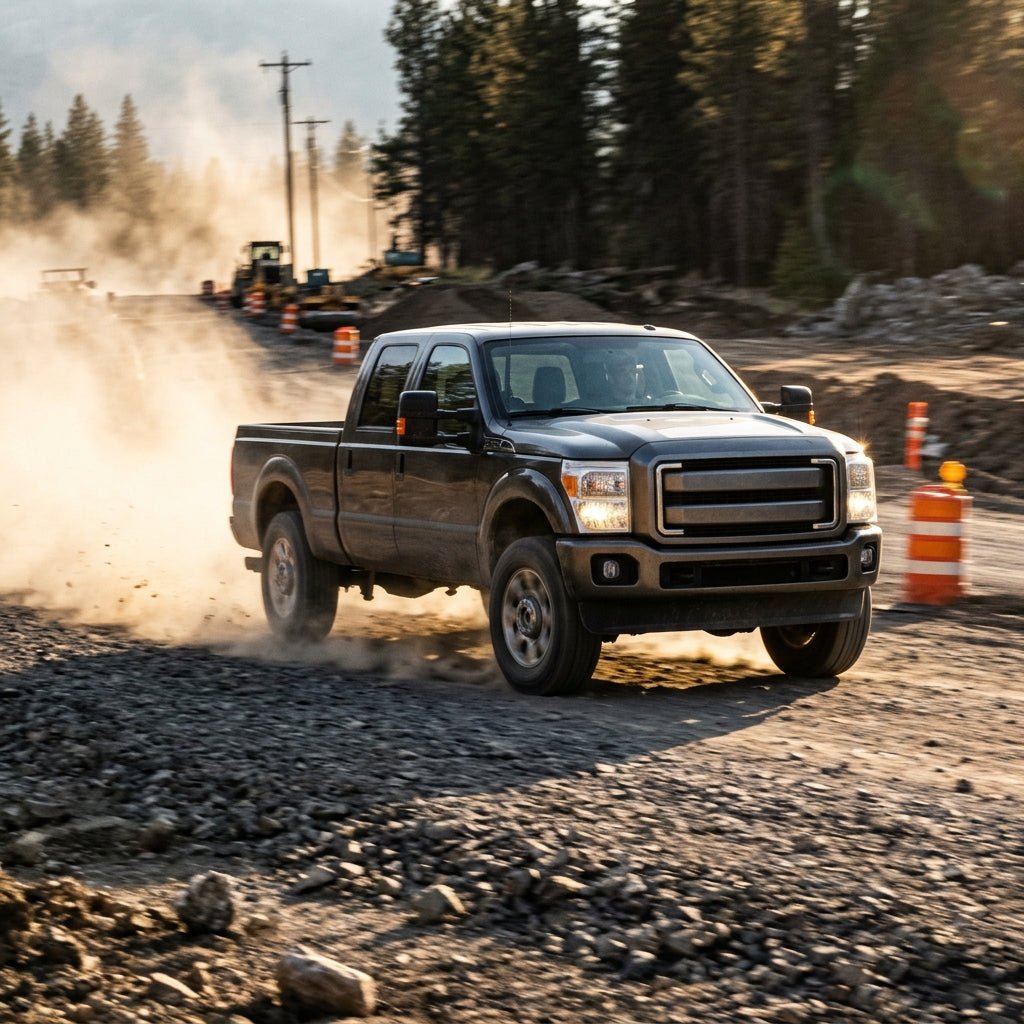 Action Shot: Ford F-250 Driving Fast