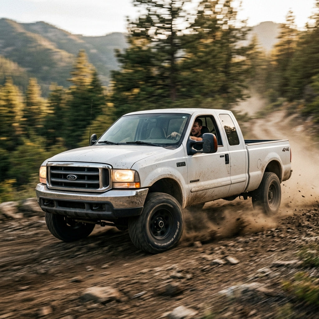Action Shot: Ford F-250 Driving Fast