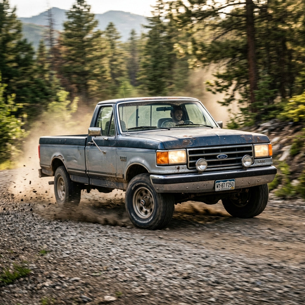 Action Shot: Ford F-250 Driving Fast