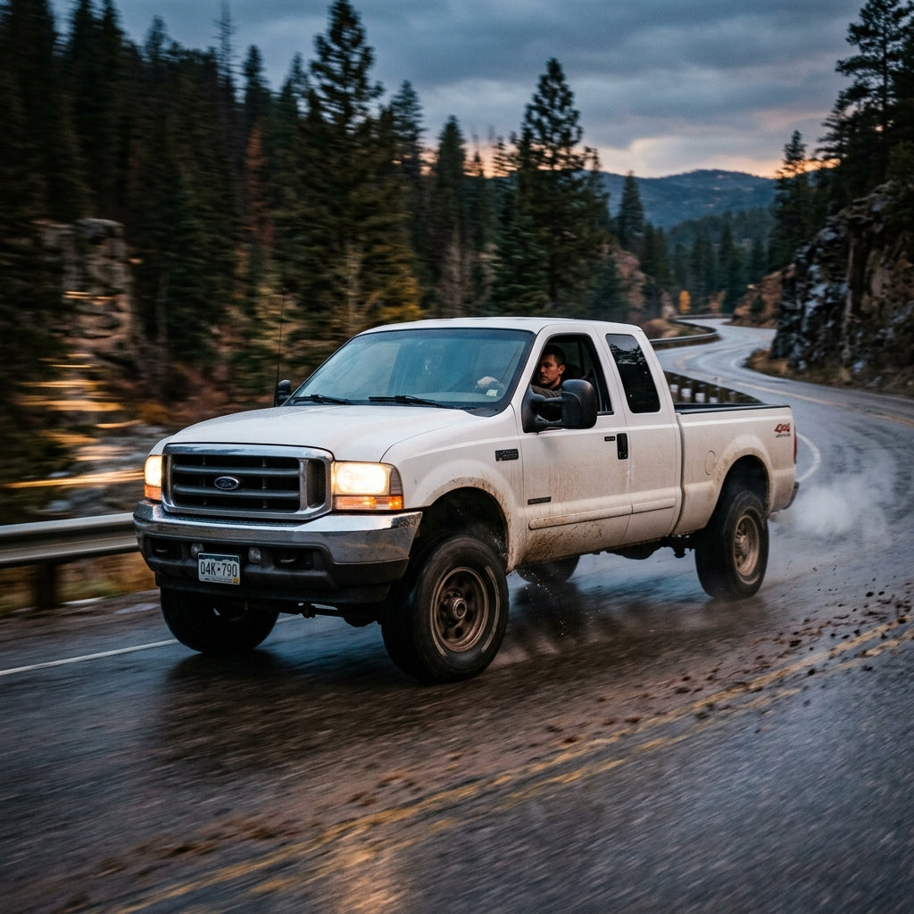 Action Shot: Ford F-250, F-350, F-450 Driving Fast