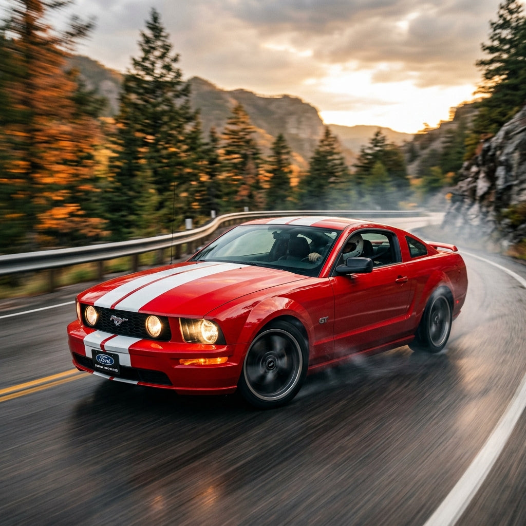 Action Shot: Ford Mustang Driving Fast