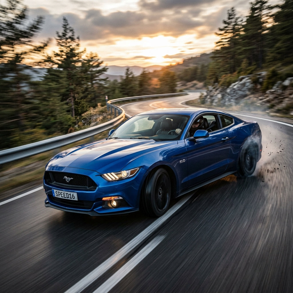 Action Shot: Ford Mustang Driving Fast