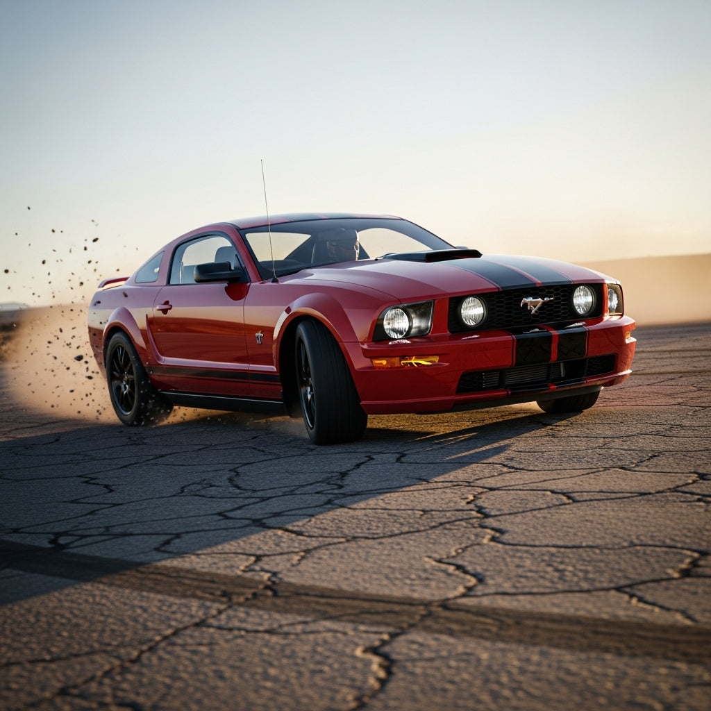 Action Shot: Ford Mustang Driving Fast