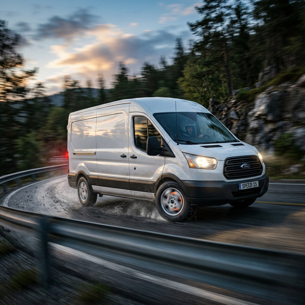 Action Shot: Ford Transit Driving Fast