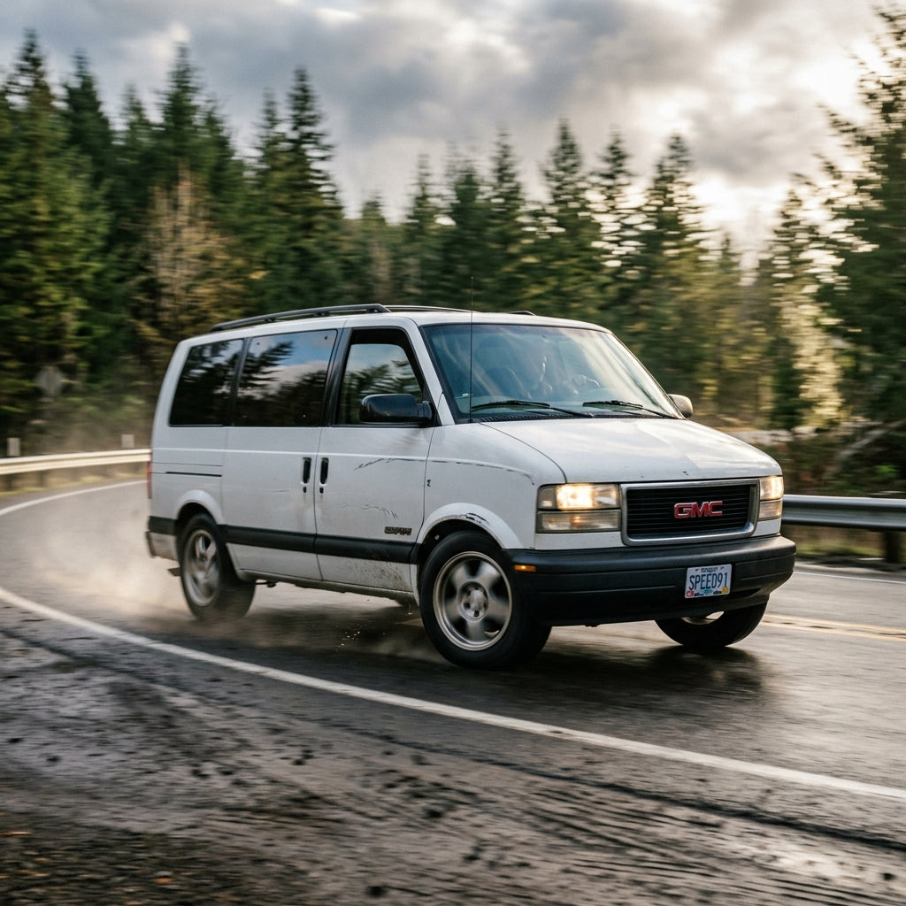 Action Shot: GMC Safari Driving Fast