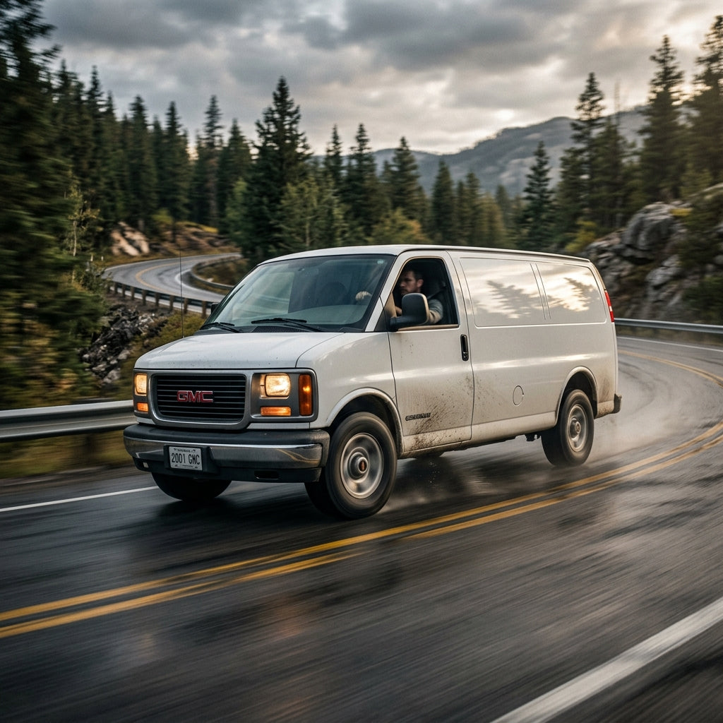 Action Shot: GMC Savana Driving Fast