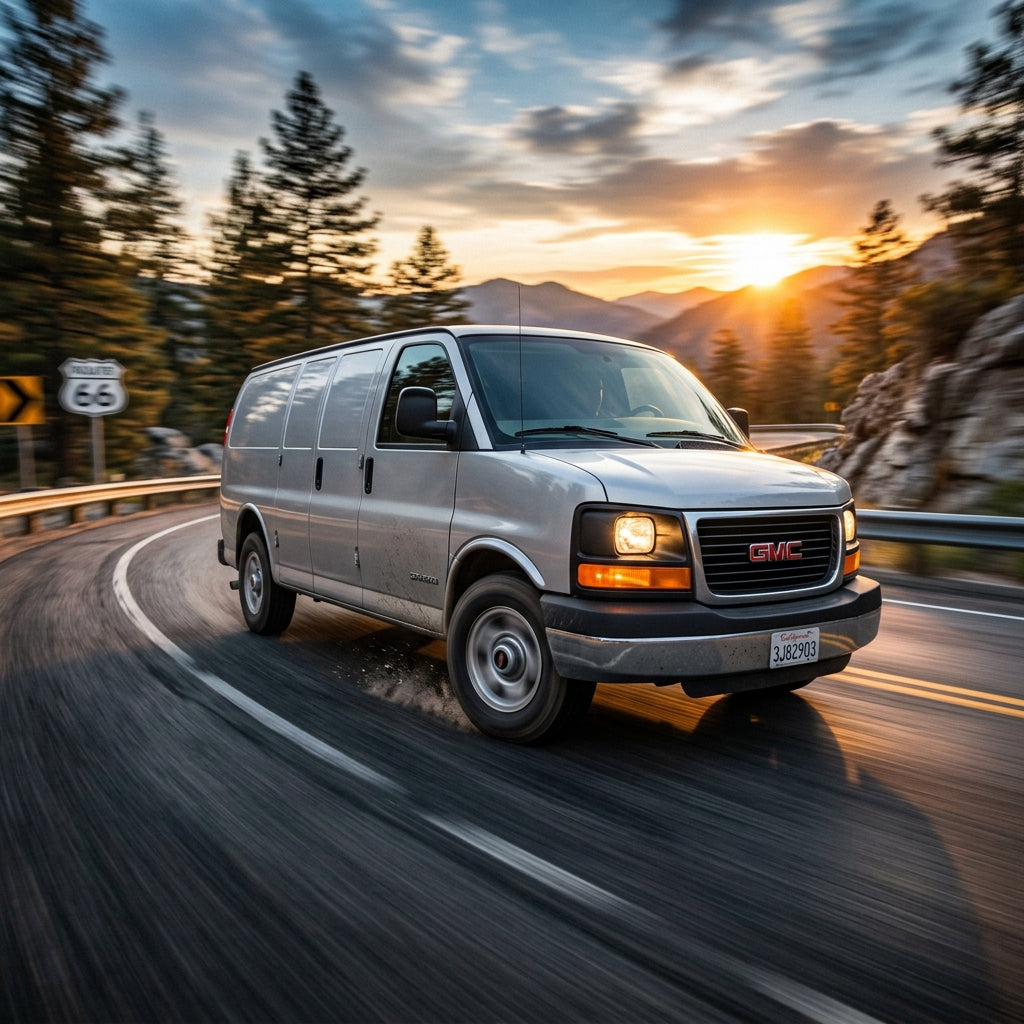 Action Shot: GMC Savana Driving Fast
