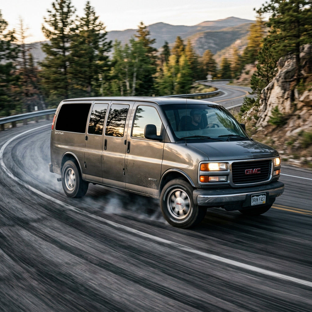 Action Shot: GMC Savana 1500 Driving Fast