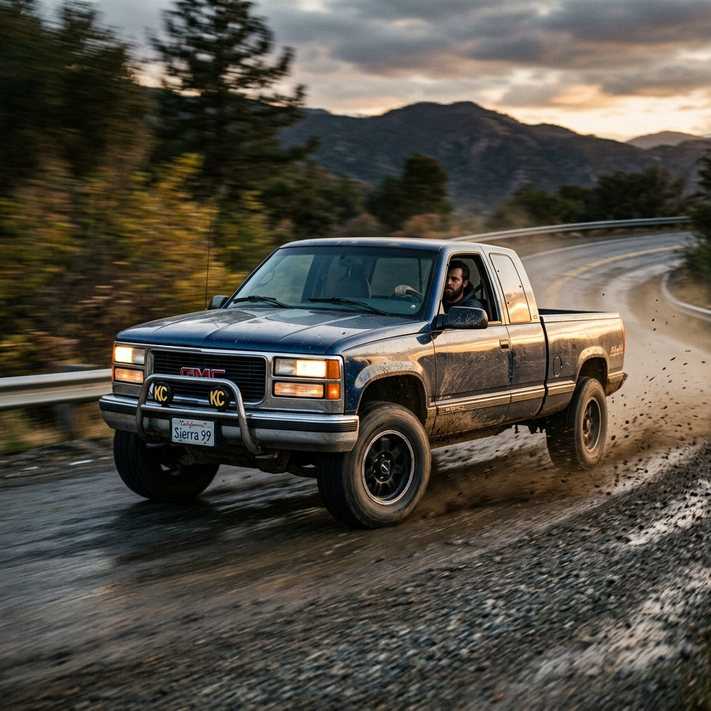 Action Shot: GMC Sierra Driving Fast
