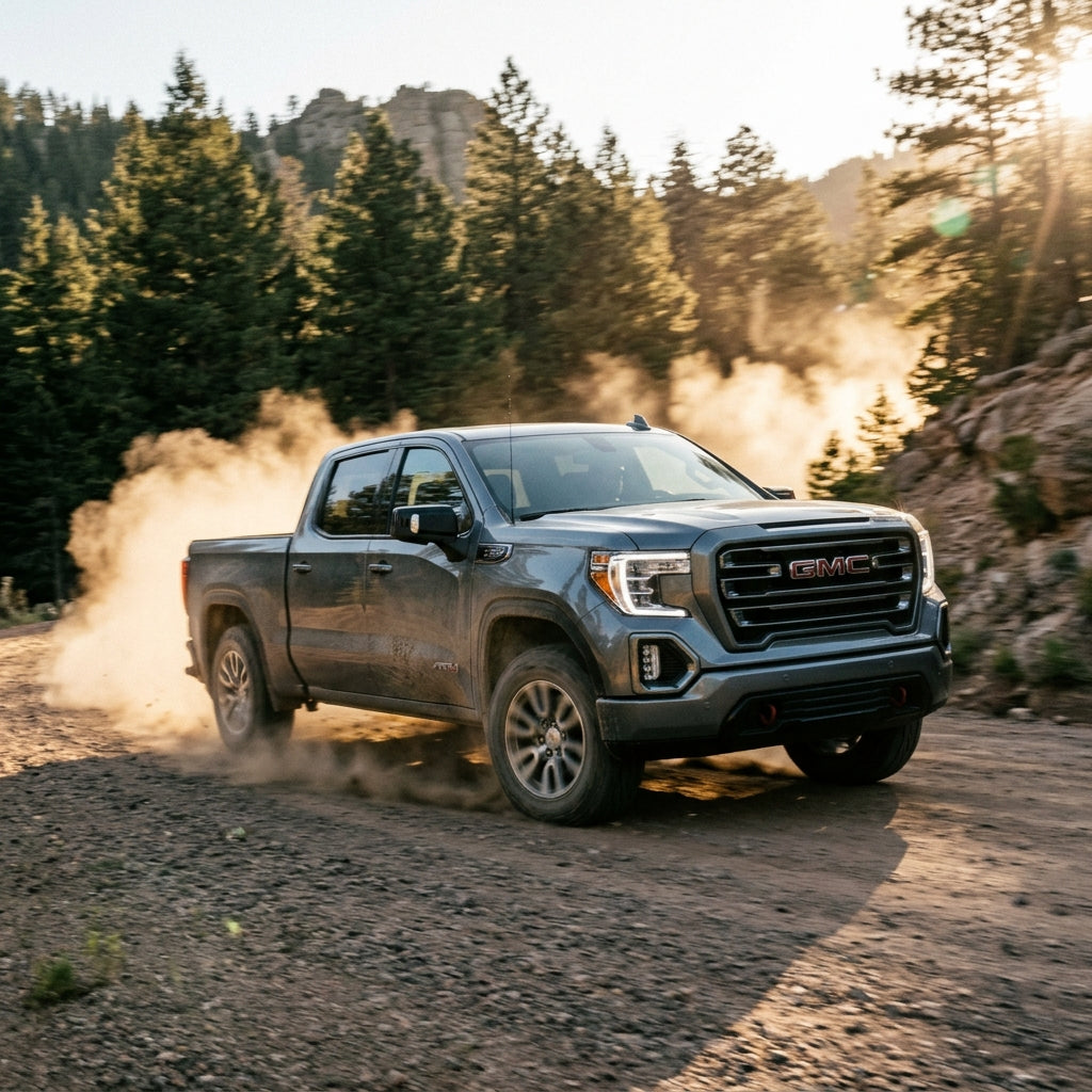 Action Shot: GMC Sierra Driving Fast