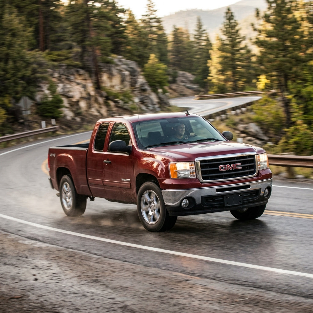 Action Shot: GMC Sierra Driving Fast